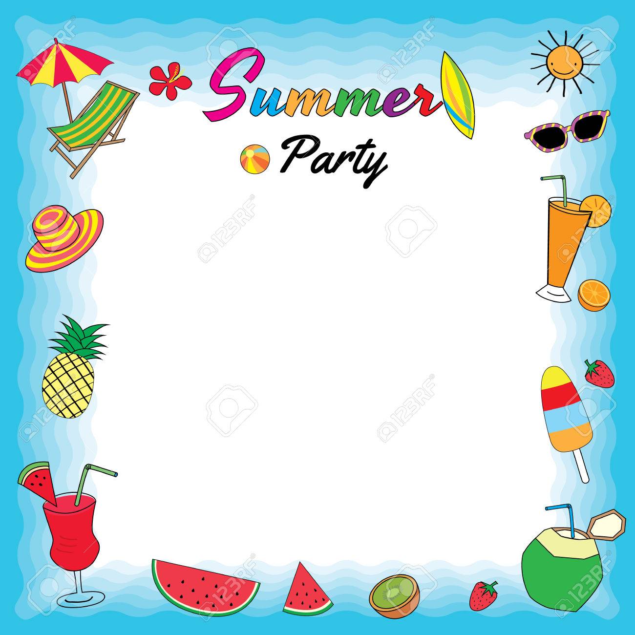 Banque d\u0027images , Dessin vectoriel d\u0027illustration des fruits d\u0027été de symbole, dessert, smoothie et accessoire de plage pour le modèle.