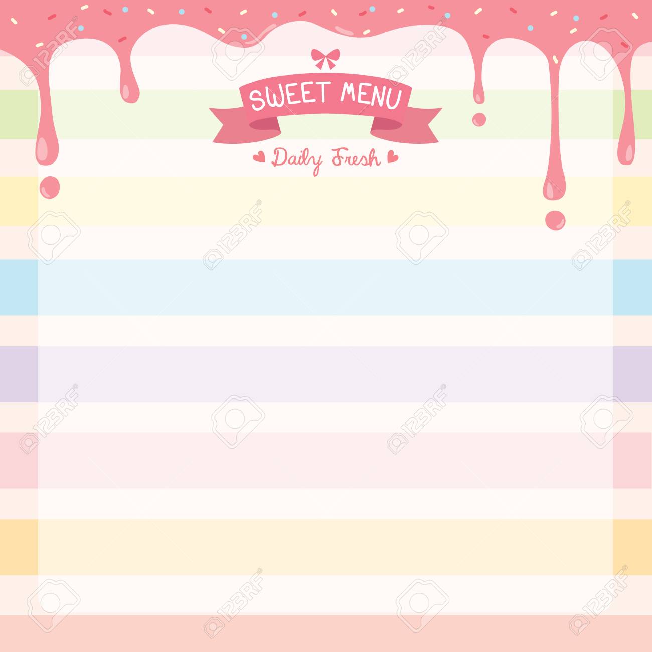 illustration vector of sweet dessert menu template decorated
