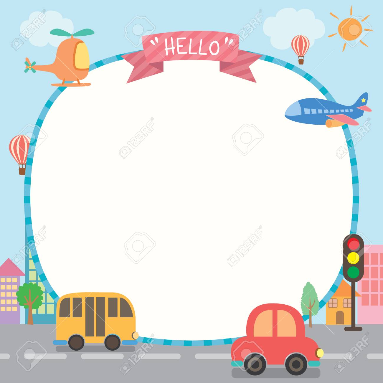 Cute Illustration Of Transportation Decorated With Road And Sky On Urban  Town Design For Background Template. Royalty Free SVG, Cliparts, Vectors,  And Stock Illustration. Image 79262545.