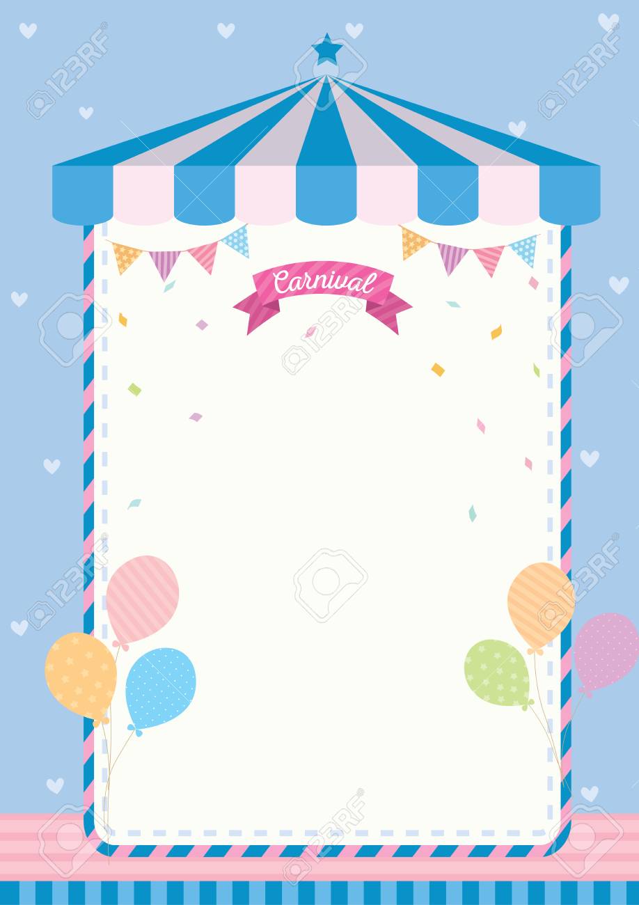 cute carnival template decorated with circus tent buntings and