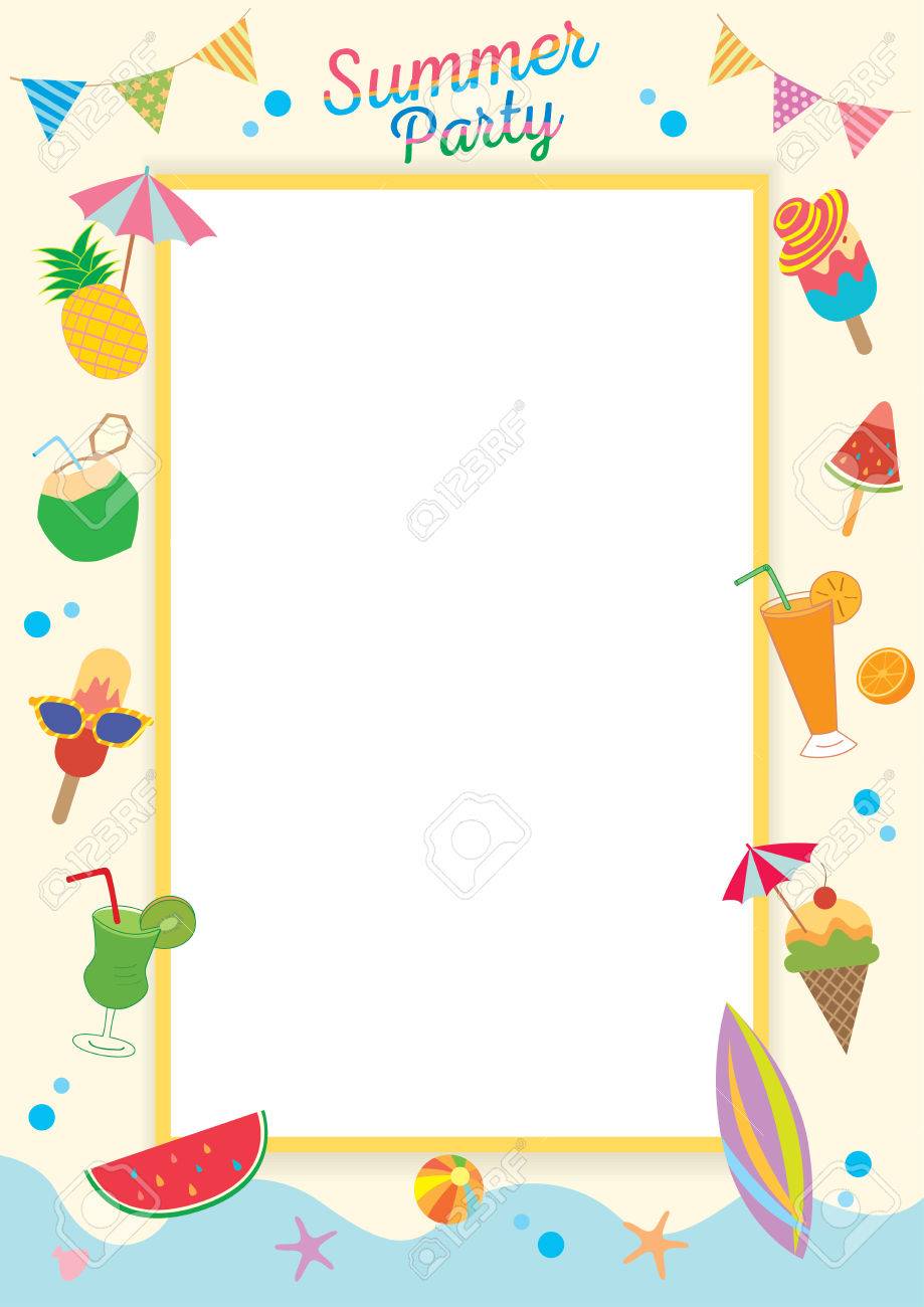 summer party design for template frame decorated with ice cream