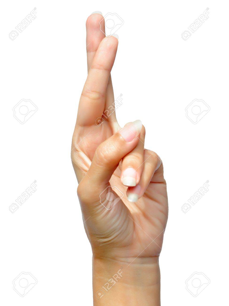 Fingers Crossed Isolated On White Stock Photo Picture And Royalty Free Image Image