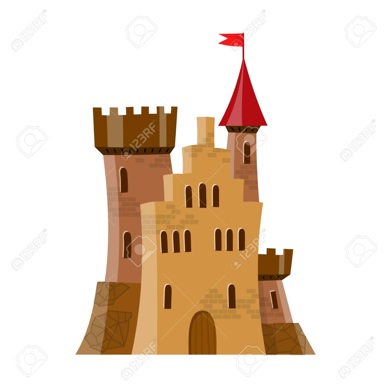 Chateau Medieval De Fee En Style Dessin Anime Clip Art Libres De Droits Vecteurs Et Illustration Image