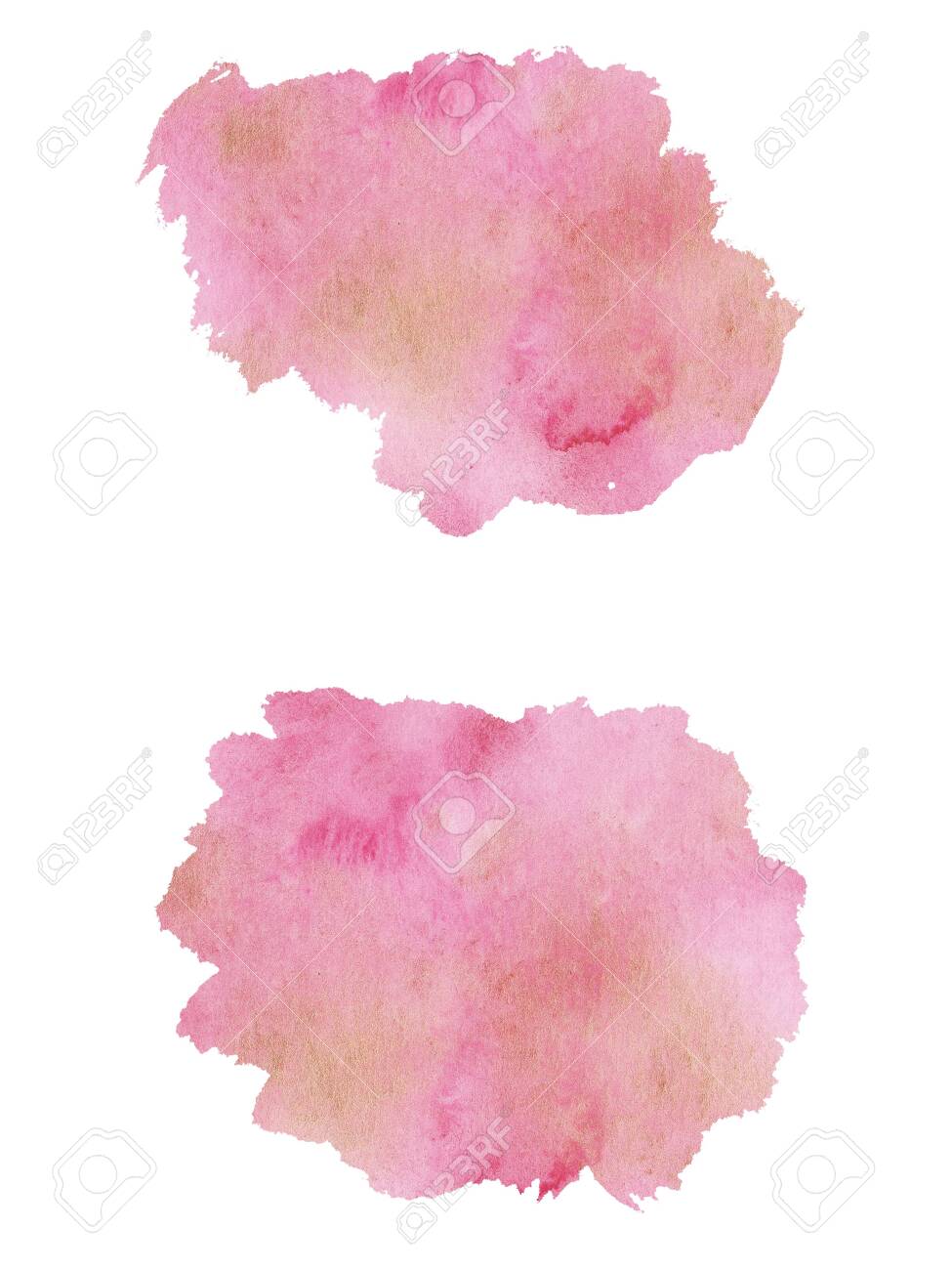 Hand Painted Abstract Watercolor Wet Pink And Gold Set Brush