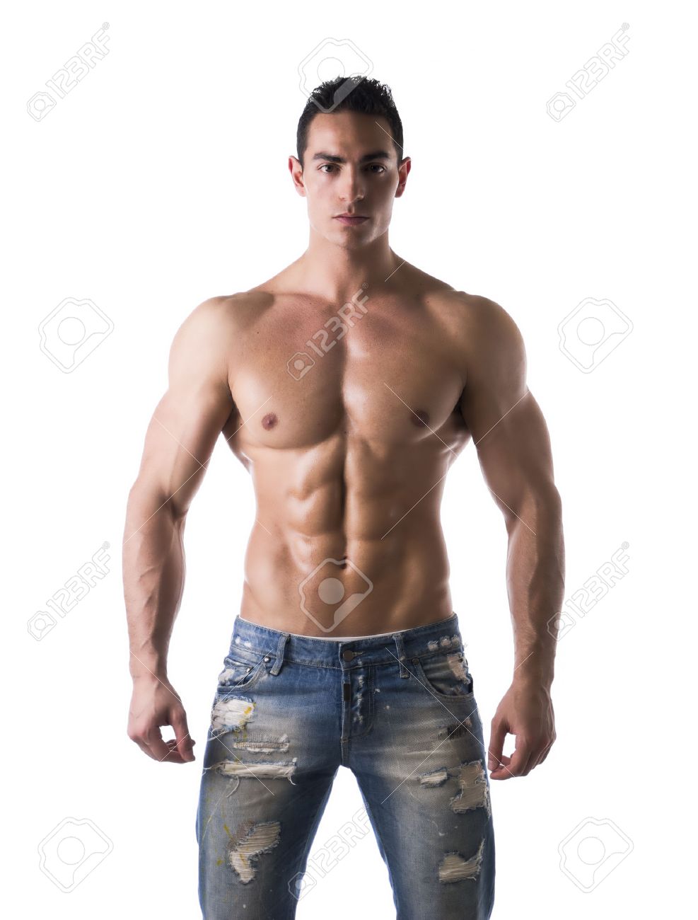 上半身裸筋肉の若い男のジーンズ リラックスしたポーズは 白で隔離される前頭ショット の写真素材 画像素材 Image 上半身裸筋肉の若い男のジーンズ リラックスしたポーズは 白で隔離される前頭ショット の写真素材 画像素材 Image