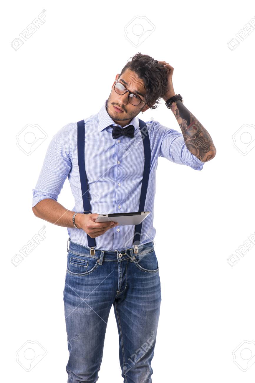 light blue shirt and jeans