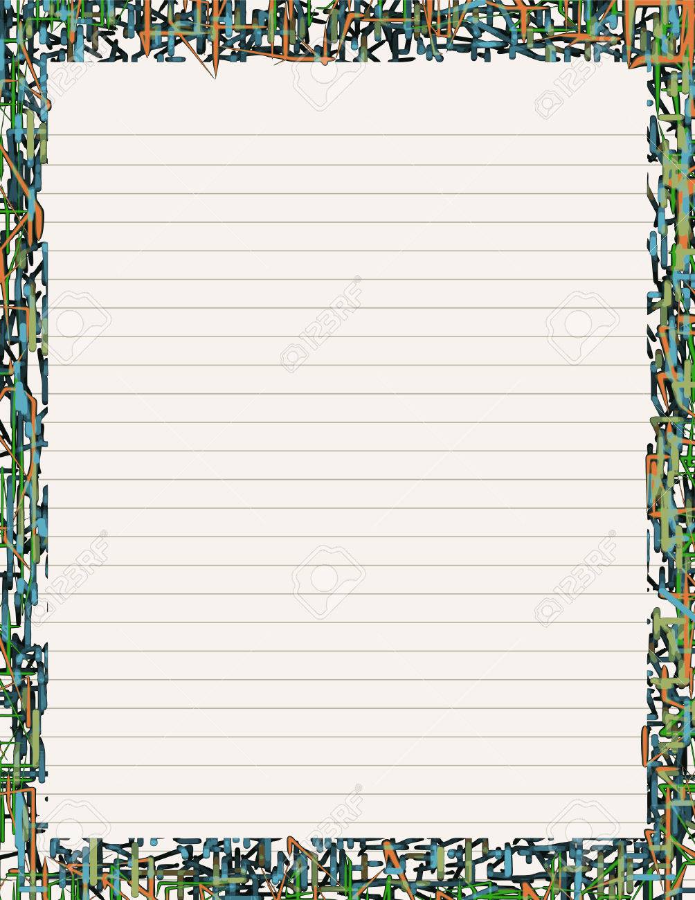 lined letter sized paper stationery with neon like borders lined letter paper