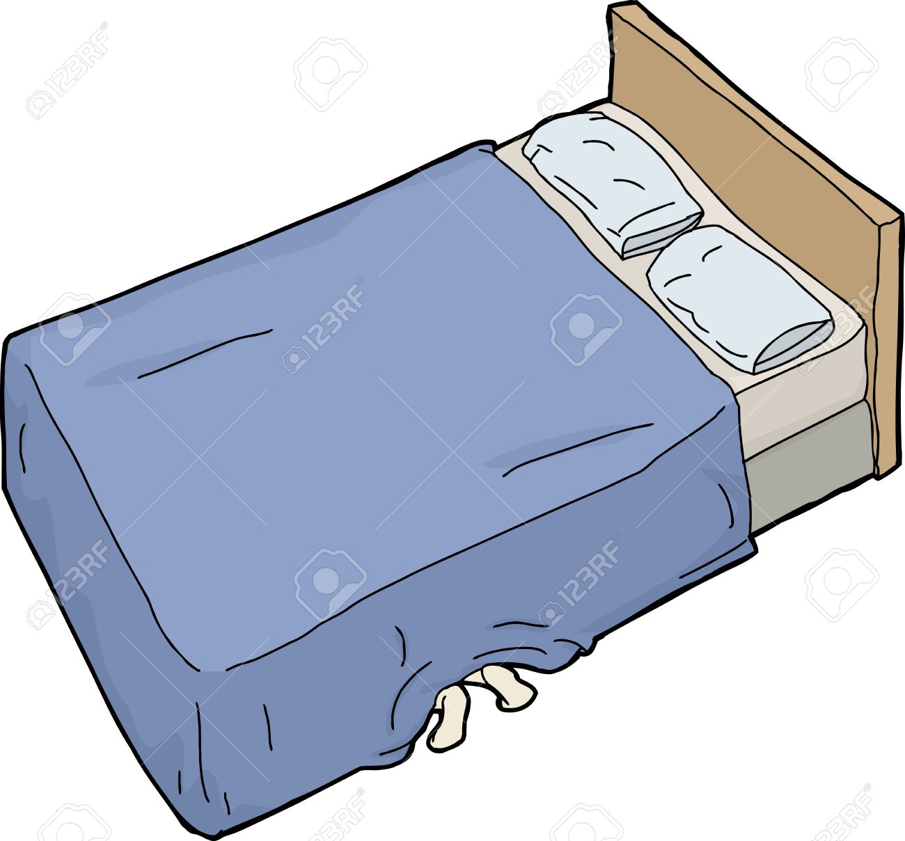 Einzelne Hand Gezeichnete Cartoon Bett Mit Den Fussen Unter Decke Lizenzfrei Nutzbare Vektorgrafiken Clip Arts Illustrationen Image