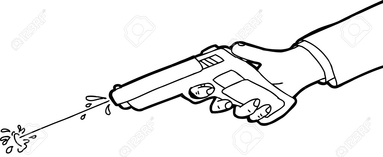 Cartoon Outline Of Hand Shooting Squirt Gun Royalty Free Cliparts Vectors And Stock Illustration Image 36466122