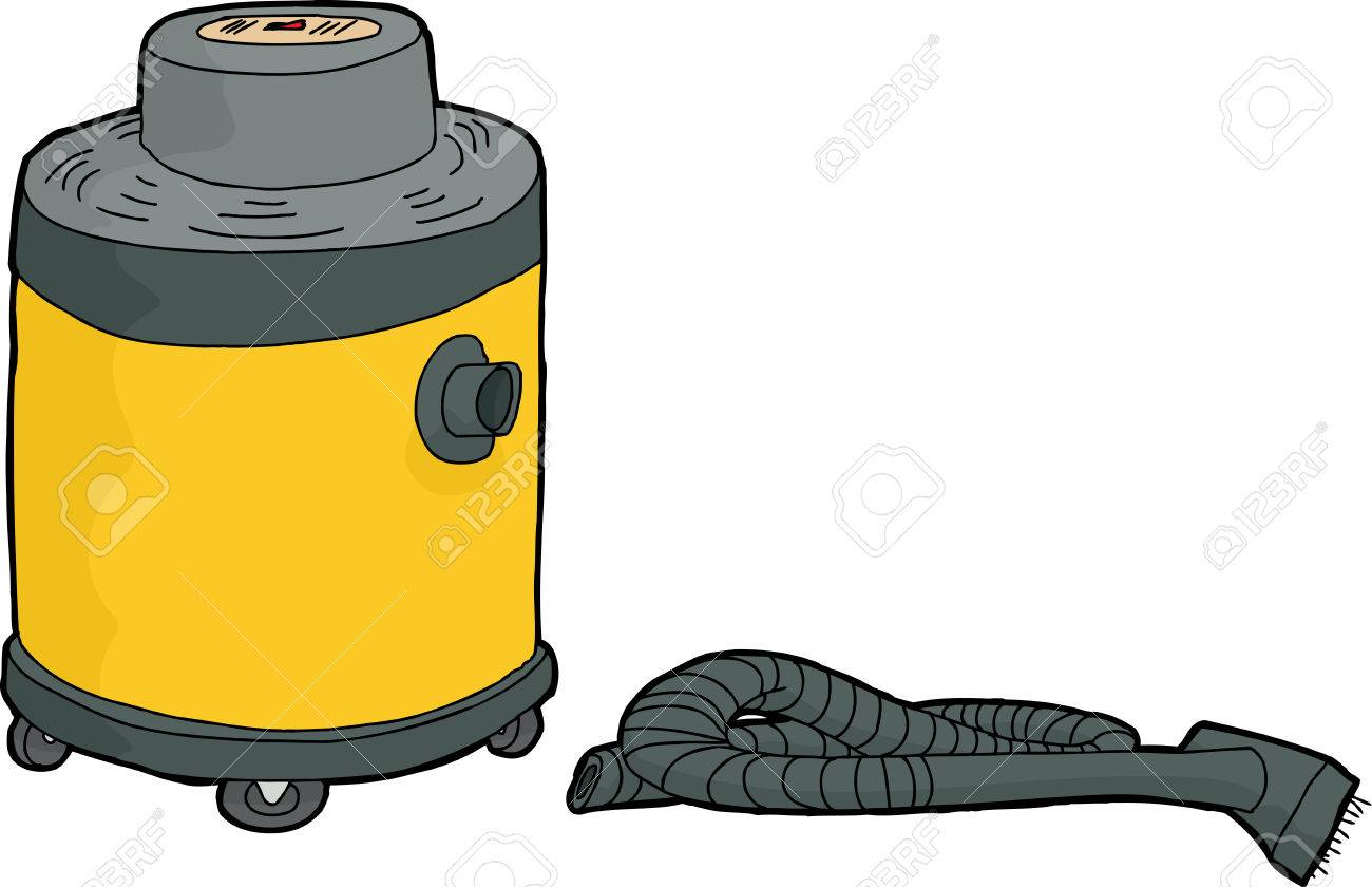 single yellow shop vac with disconnected hose royalty free cliparts