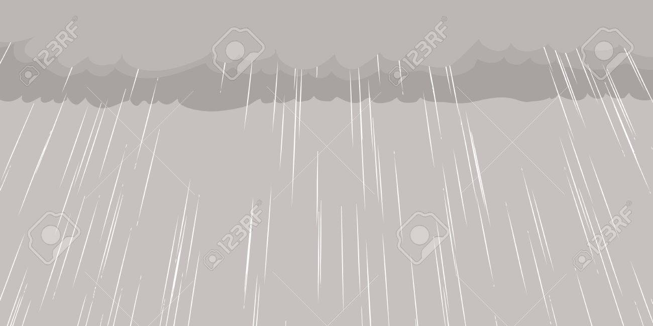 雲から落ちてくる雨の背景漫画イラストのイラスト素材 ベクタ Image
