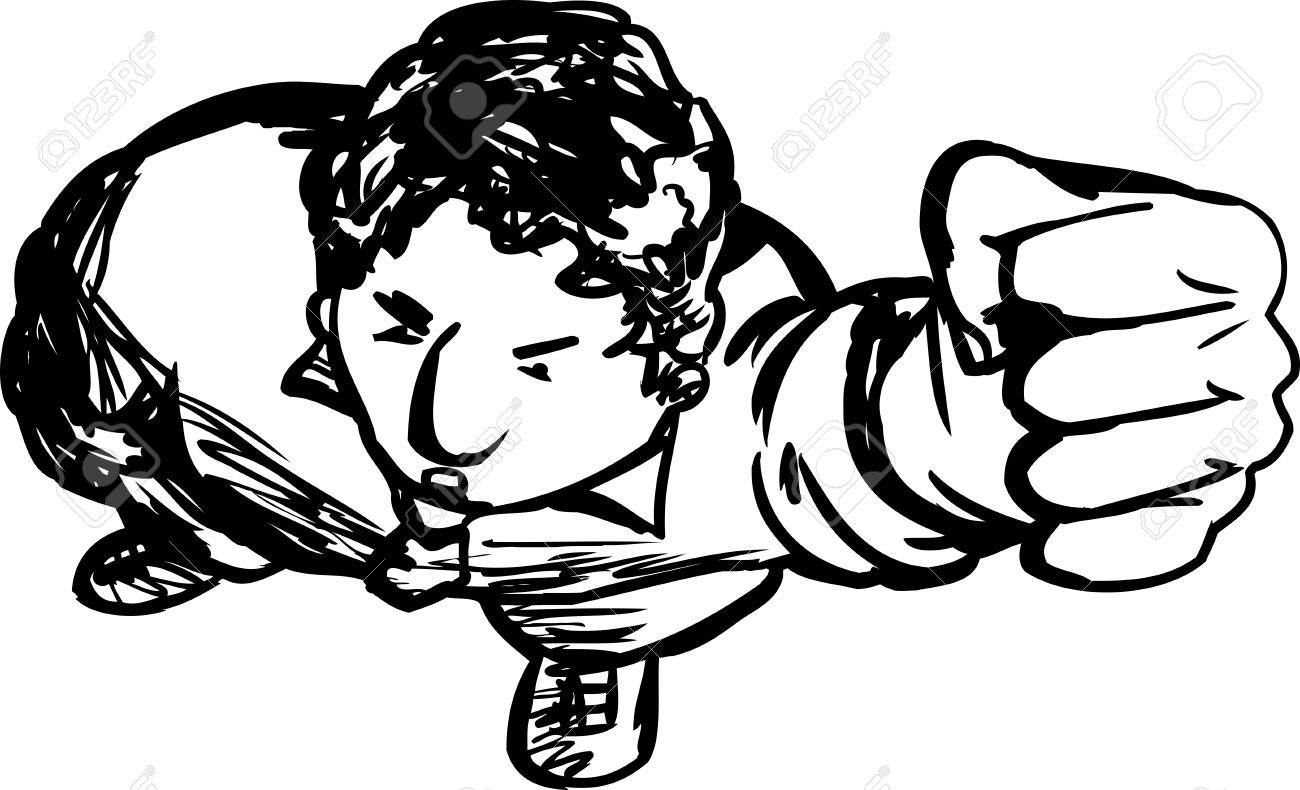 持株 Clenched 拳を腹黒男の概要のイラスト素材 ベクタ Image