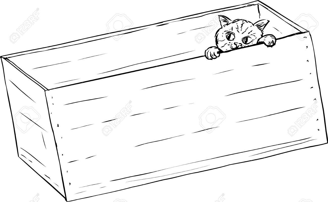 木箱の中から覗くかわいいとら子猫の図を概要します のイラスト素材 ベクタ Image 木箱の中から覗くかわいいとら子猫の図を概要します のイラスト素材 ベクタ Image