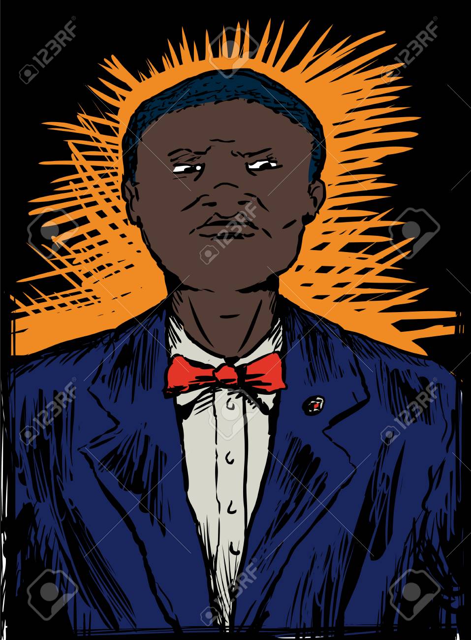 Strenge Afroamerikanische Nation Des Islam Mannlich In Anzug Und Fliege Lizenzfrei Nutzbare Vektorgrafiken Clip Arts Illustrationen Image 86058280