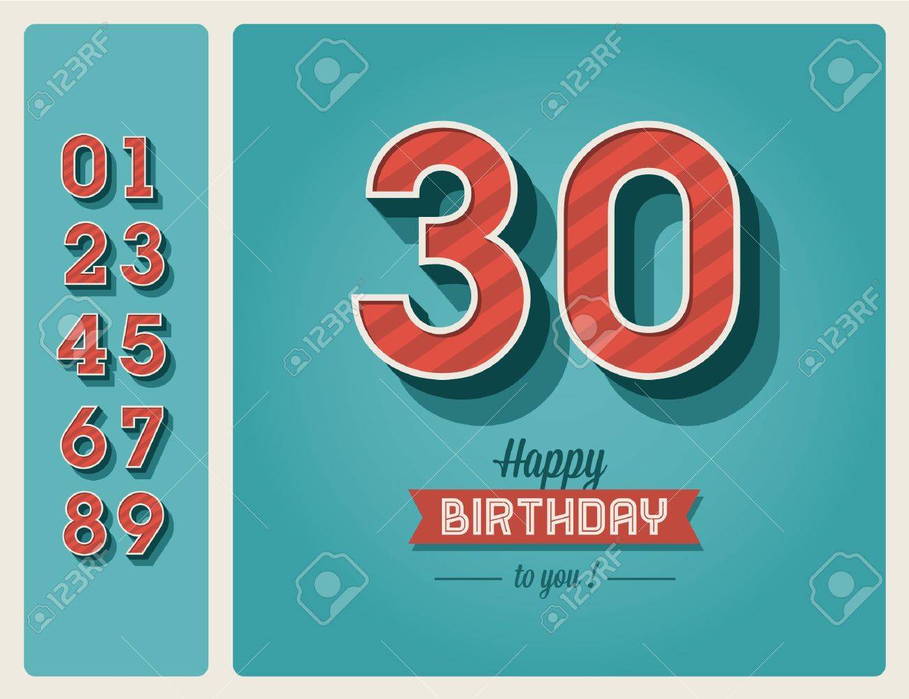 編集可能な番号を持つテンプレート誕生日カード のイラスト素材 ベクタ Image