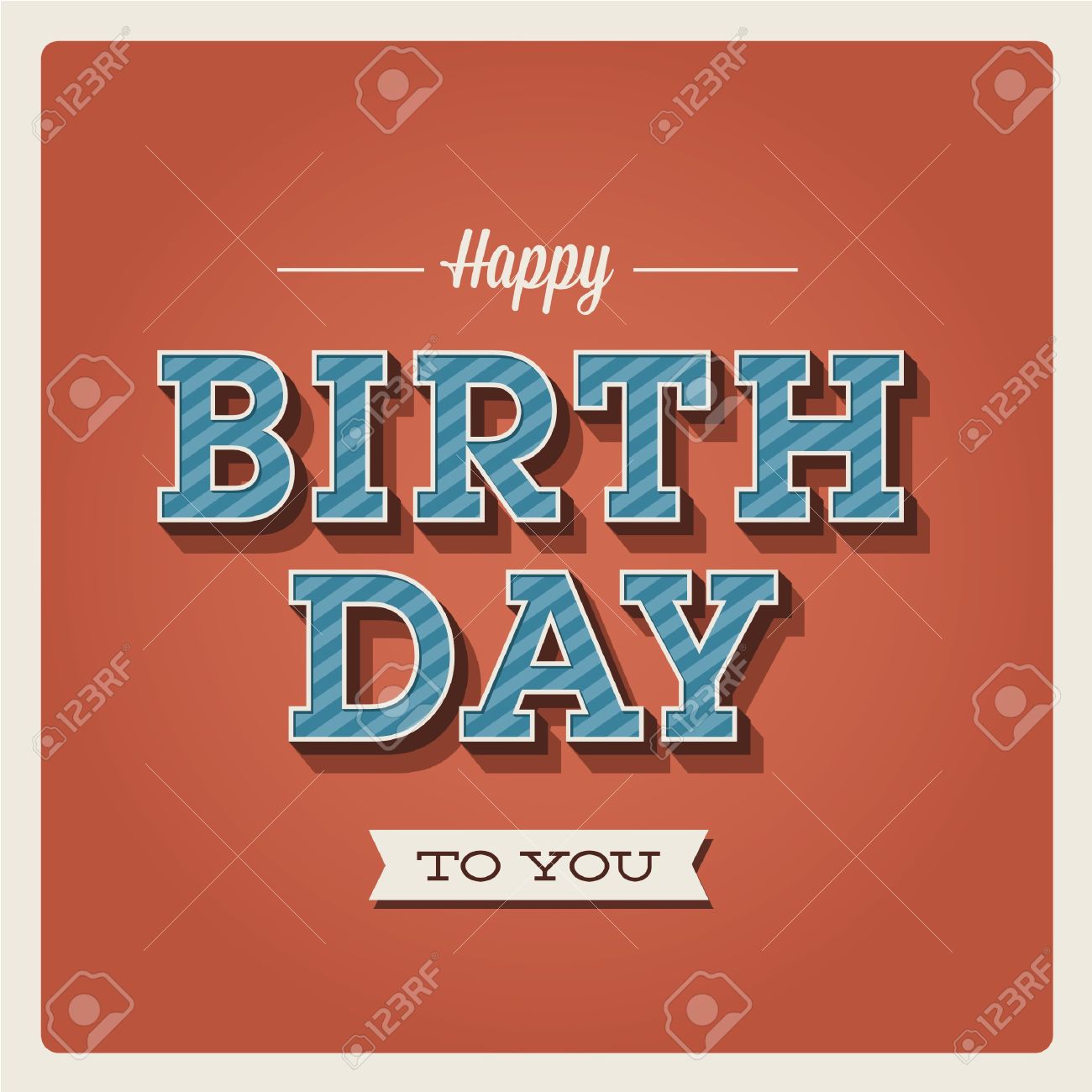 幸せな誕生日カード レトロなヴィンテージです タイポグラフィの文字のフォントの種類 招待状の幸せな誕生日パーティーのために編集可能です のイラスト素材 ベクタ Image