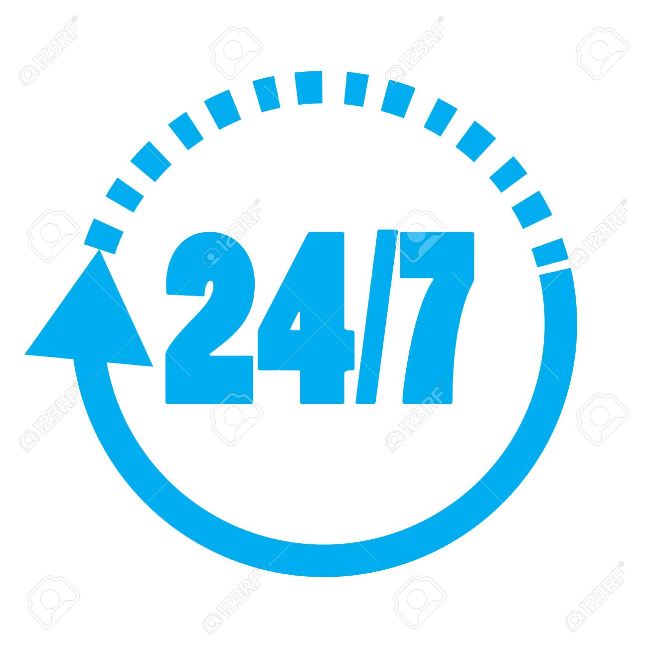 247 Elementos Abra Las 24 Horas Del Día Y Los 7 Días De La Semana Icono De Plano Aislado Sobre Fondo Blanco