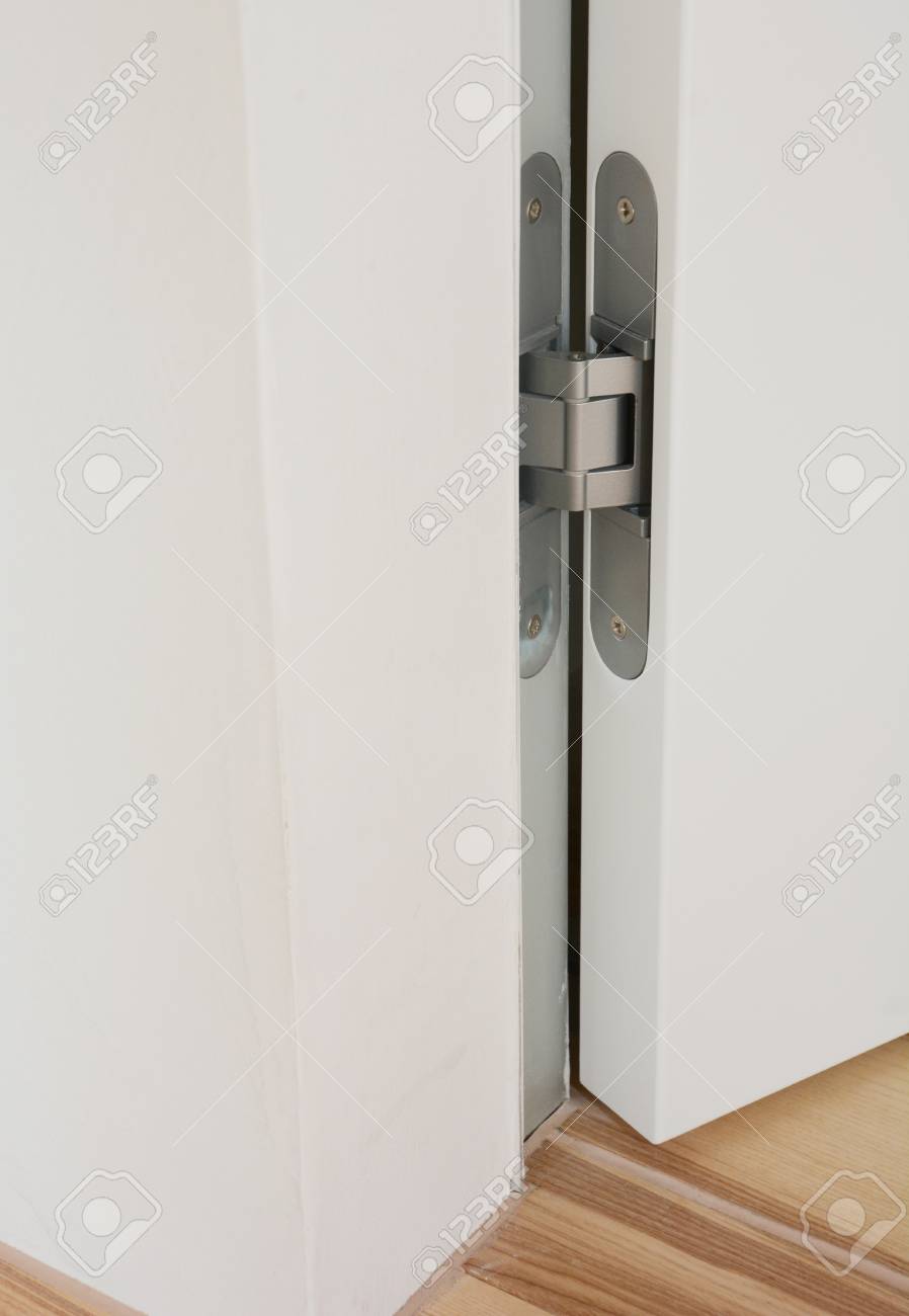 Stainless Door Hinges On White Swing 