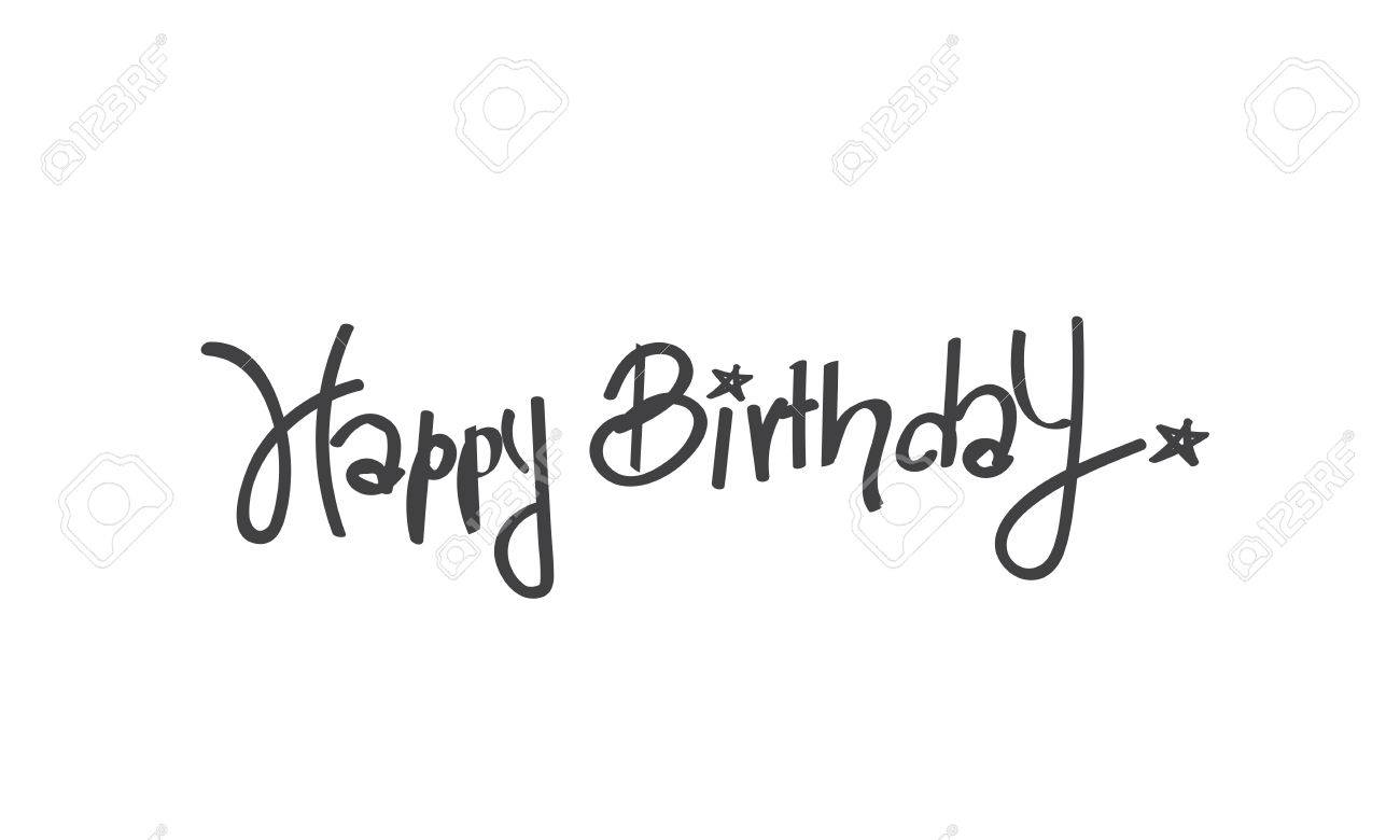 Joyeux Anniversaire Calligraphie Ecrit Gratuitement Main Isole Sur Fond Blanc Illustration Vectorielle Clip Art Libres De Droits Vecteurs Et Illustration Image