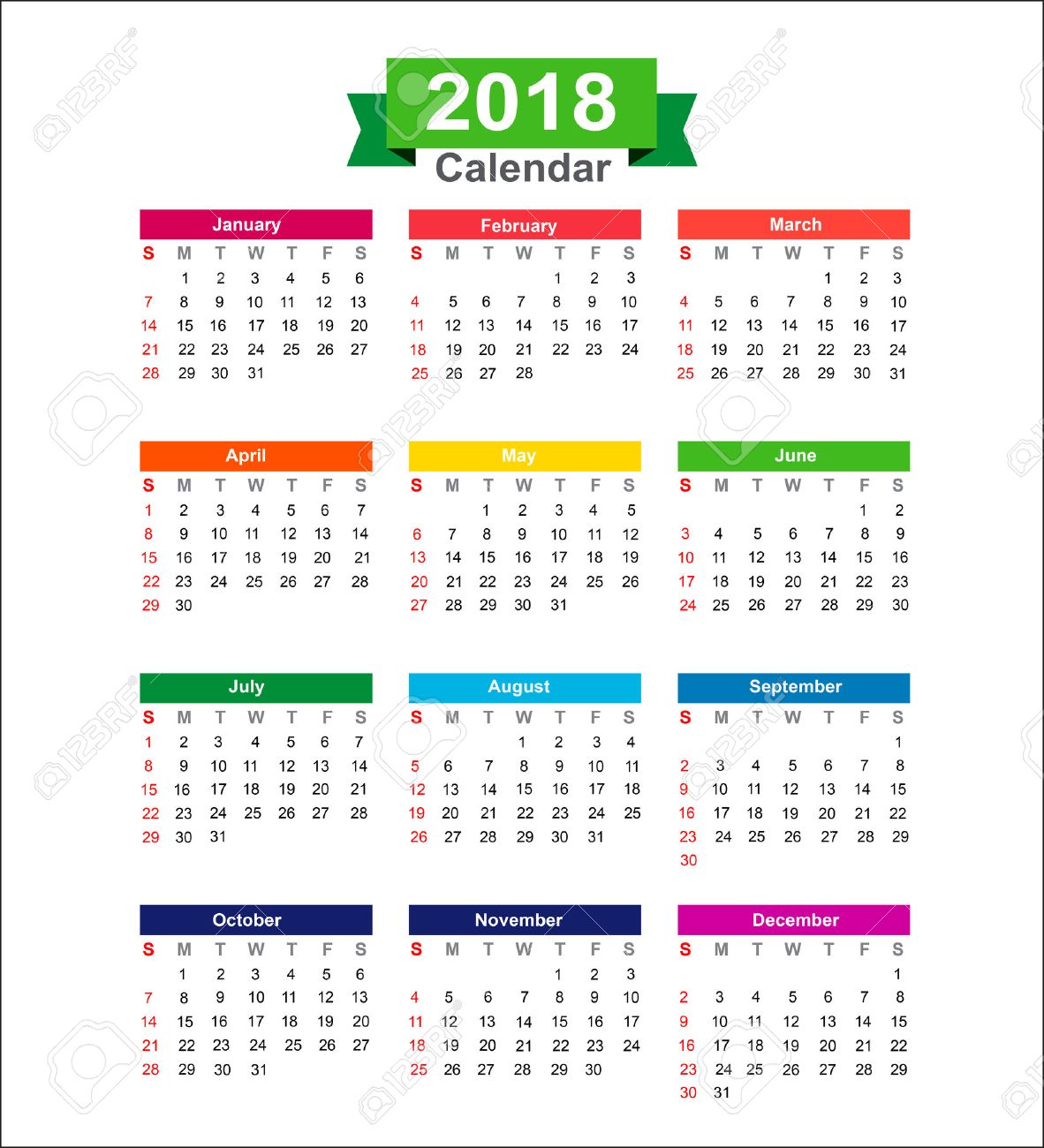 2018 Year Calendar - FREE DOWNLOAD