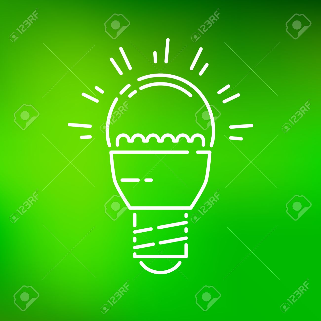 低エネルギー消費量 Led 電球アイコン エコ フレンドリーな効率的な電球記号 エネルギー電球シンボルを保存します 緑の背景に細い線のアイコン ベクトルの図 のイラスト素材 ベクタ Image 49705524
