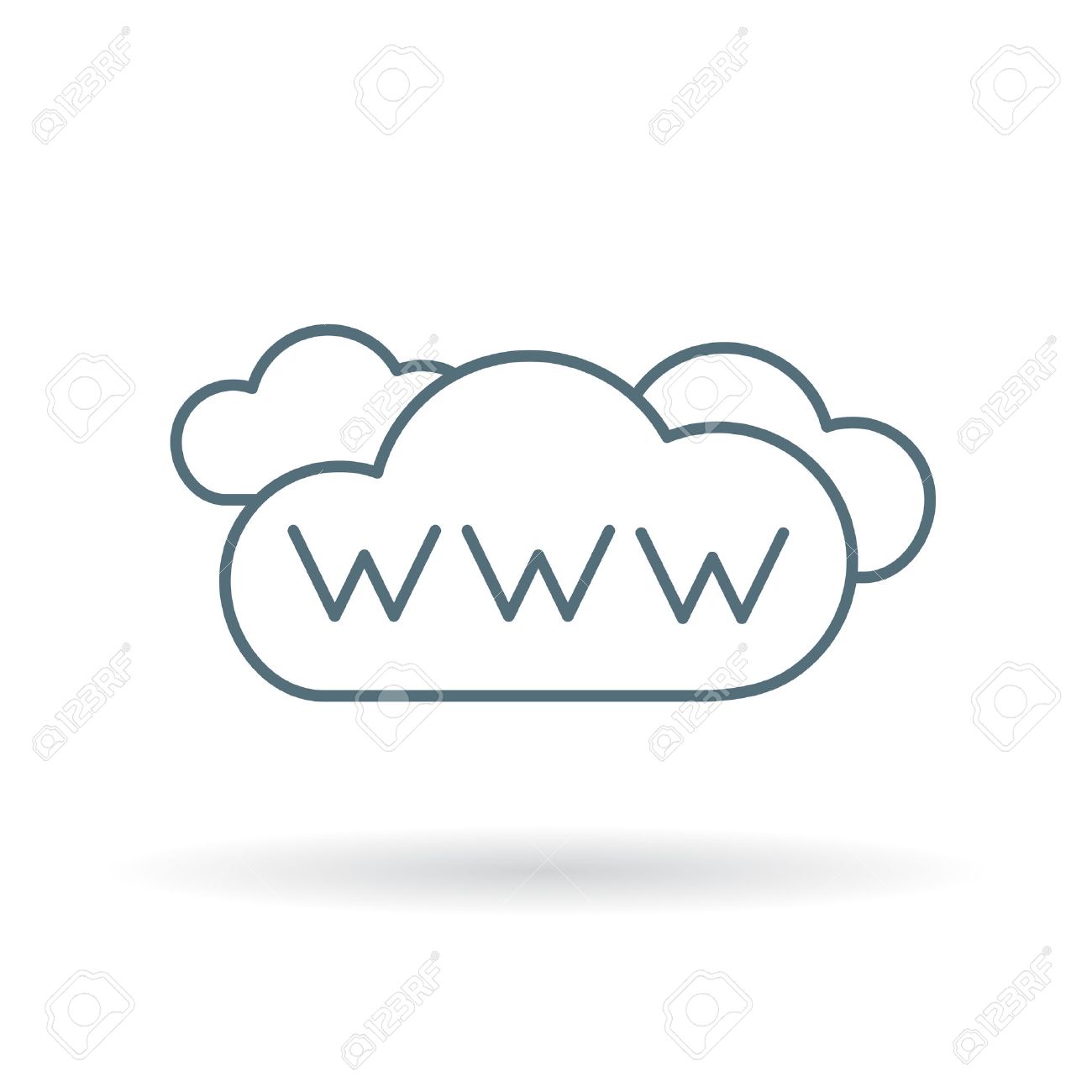 Www インターネット クラウド アイコン Www インターネット クラウド記号 Www インターネット クラウド記号です 白い背景の上の細い線の アイコン ベクトルの図 のイラスト素材 ベクタ Image