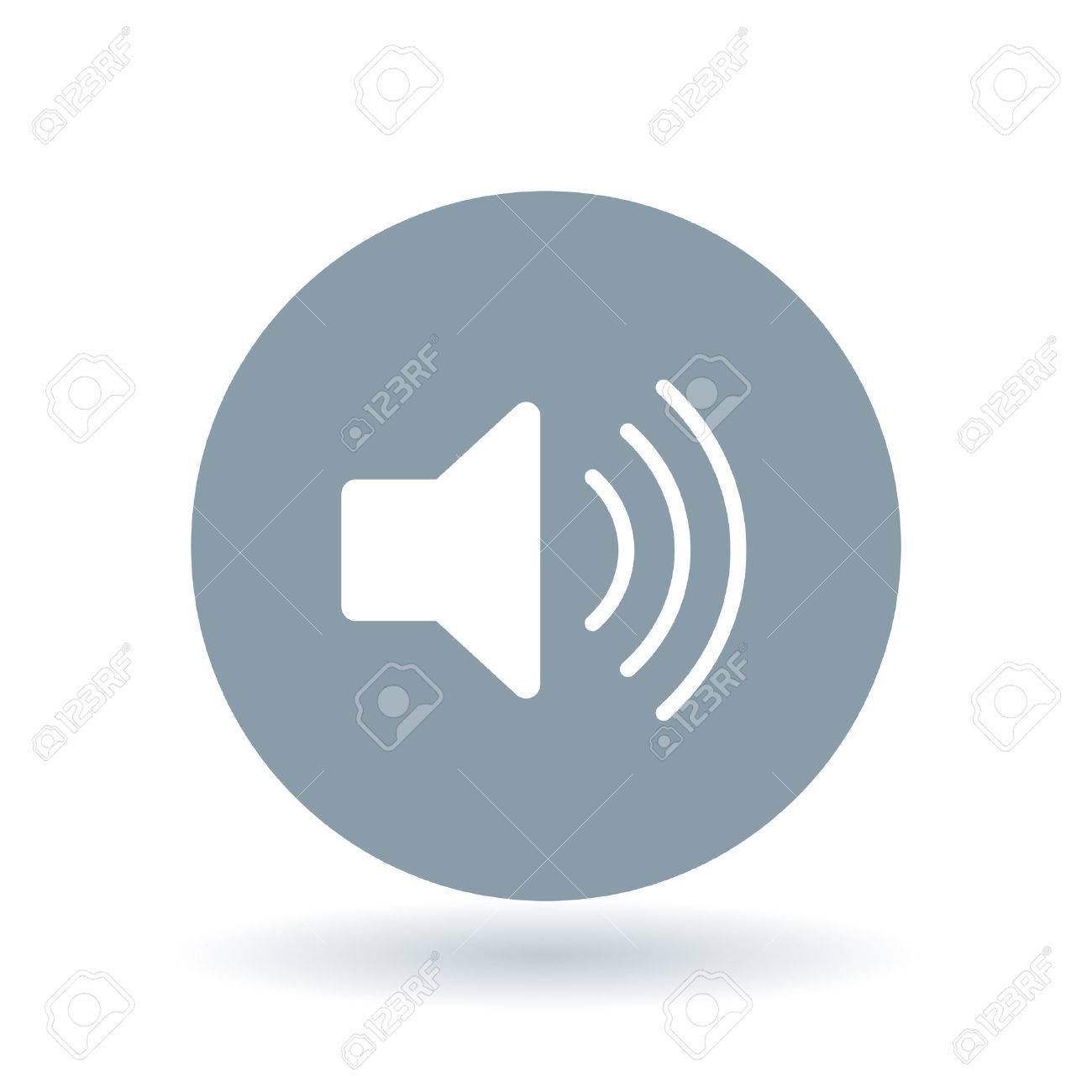 Audio icon. Speaker sign. Volume symbol. White volume icon on cool grey circle background. Vector illustration. - 52803074 Audio icon. Speaker sign. Volume symbol. White volume icon on cool grey circle background. Vector illustration. - 52803074