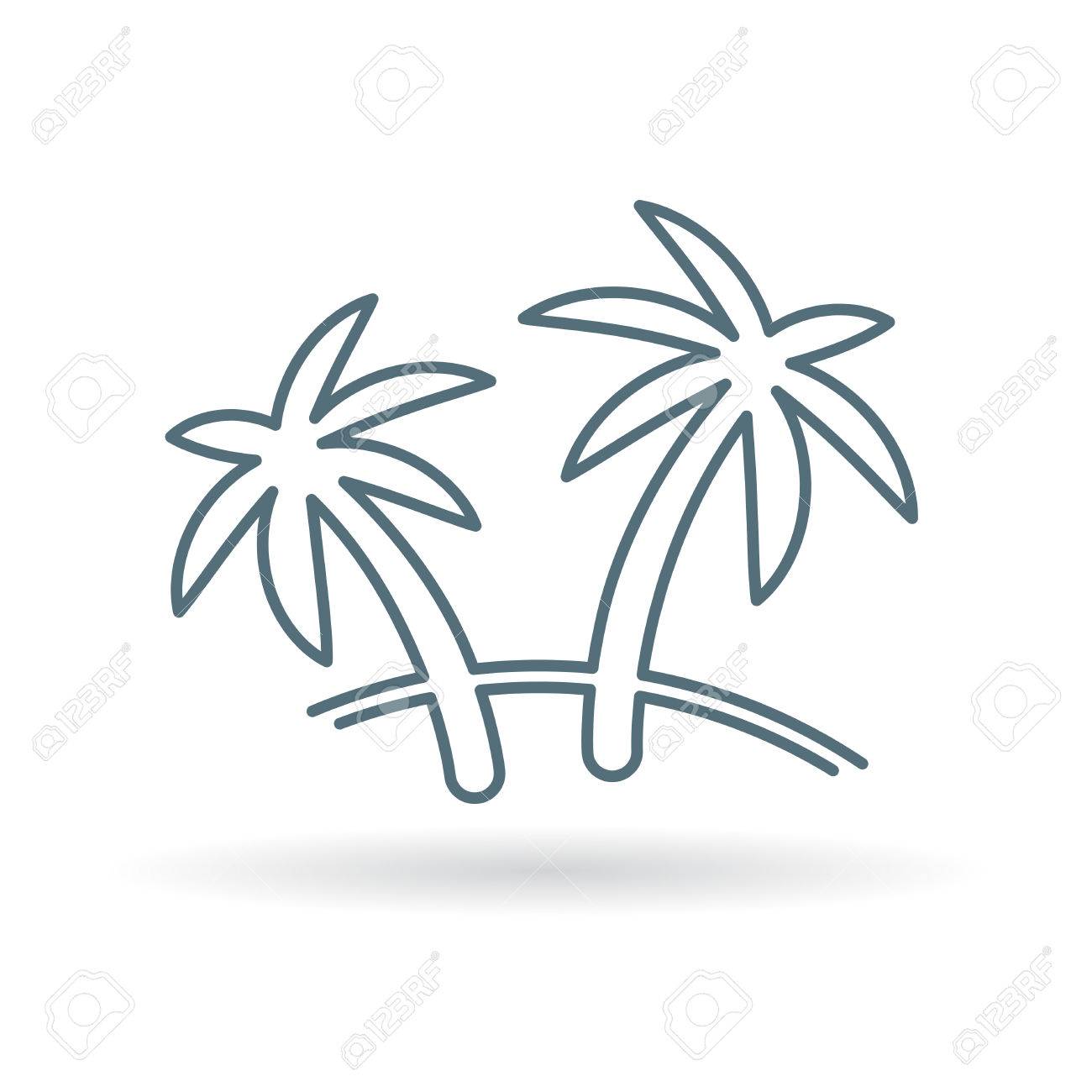 Palme-Symbol. Kokosnussbaum Zeichen. Paradise Tropischen Baum-Symbol. Thin Line-Symbol Auf Weißem Hintergrund. Vektor-Illustration. Lizenzfrei Nutzbare Vektorgrafiken, Clip Arts, Illustrationen. Image 56720176.