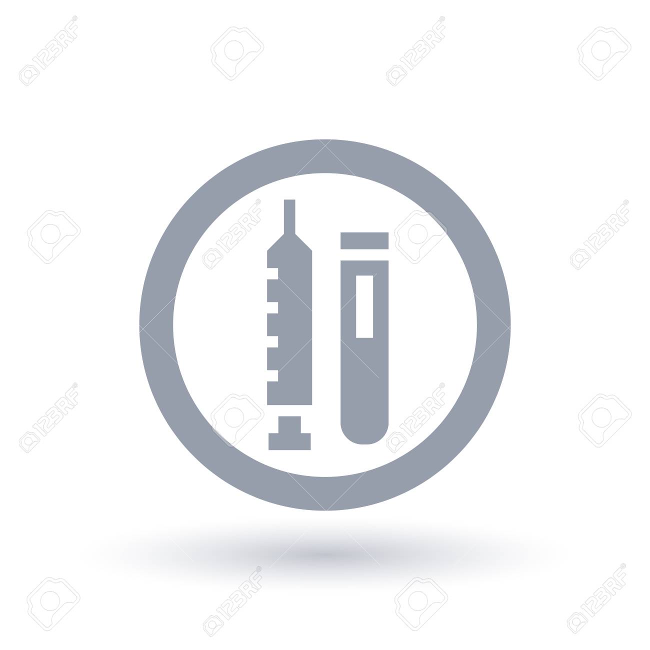 medical vaccine icon vial with vaccination serum and syringe