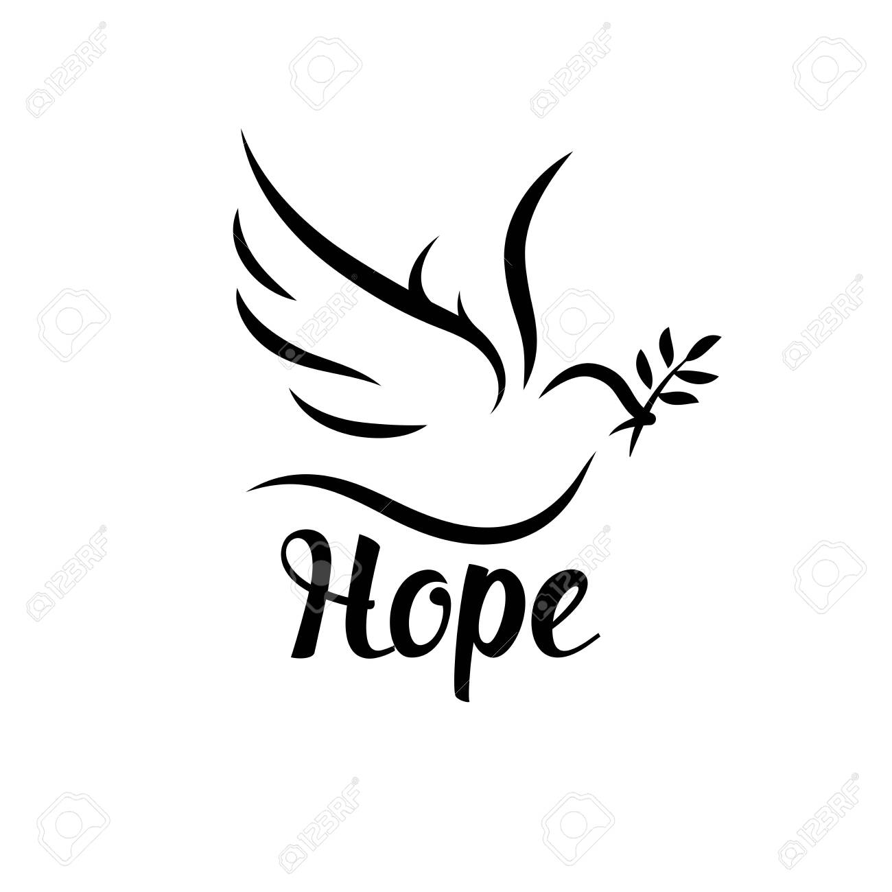 Hope Icon With Dove And Olive Leaf. Peace Symbol. Vector Illustration.  Royalty Free SVG, Cliparts, Vectors, and Stock Illustration. Image  143983190., image size:1300x1300