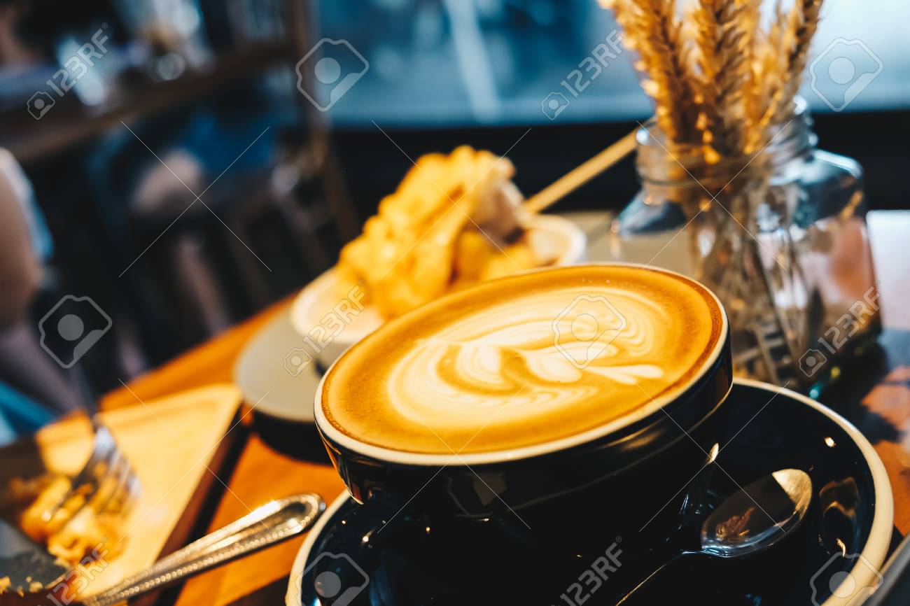 Cup Of Hot Latte Art On Wood Table Beverage Object Stock Photo Cup Of Hot Latte Art On Wood Table Beverage Object Stock Photo