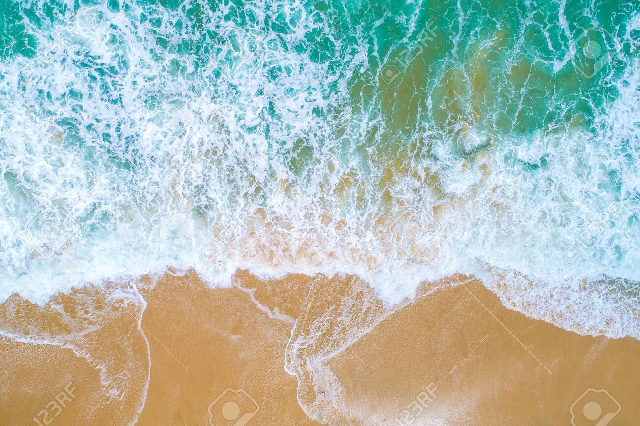 Sea wave on sand beach turquoise water nature landscape aerial view - 116371806 Sea wave on sand beach turquoise water nature landscape aerial view - 116371806