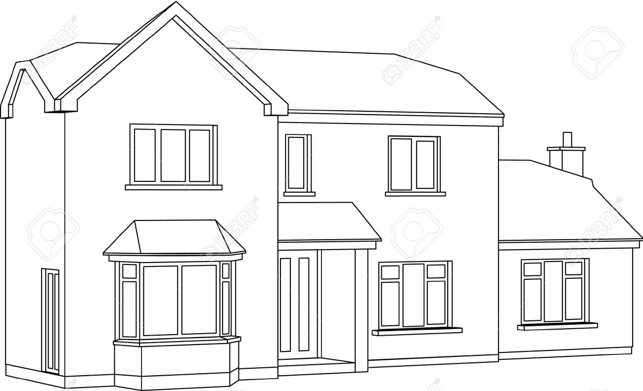 Ein 3d Punkt Zwei Perspektive Zeichnung Von Ein Zweistockiges