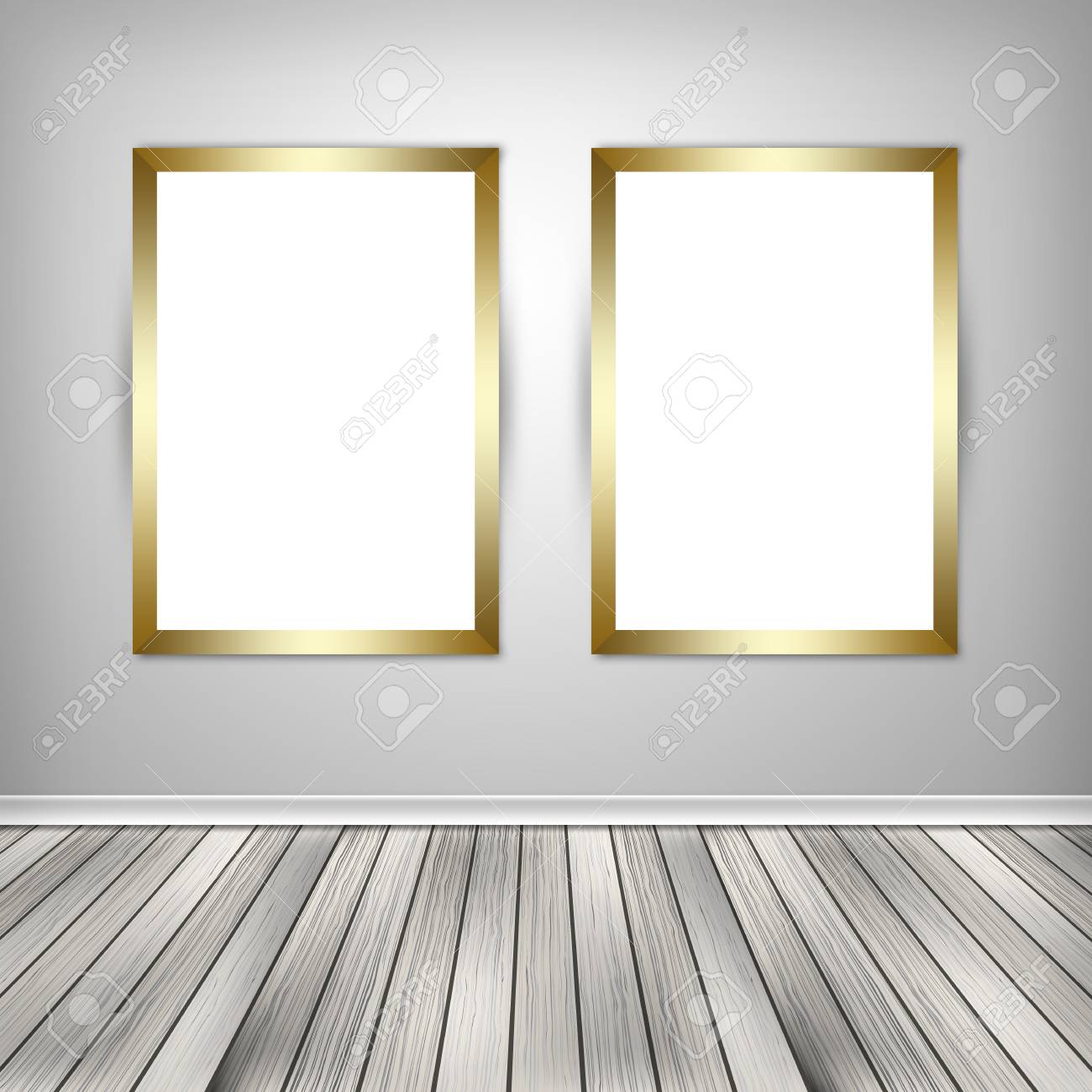 gallery interior with two empty frames on wallgallery interior with two empty frames on wall stock photo 65109020