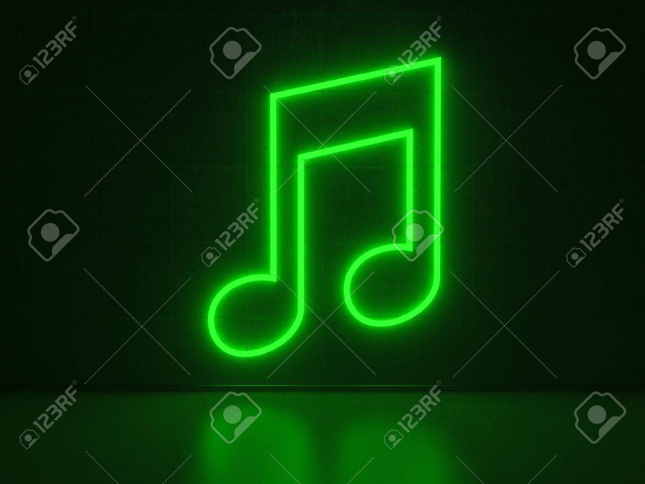 Un Letrero De Neón Verde En Forma De Una Nota De La Música Sobre Un Muro De  Hormigón Fotos, retratos, imágenes y fotografía de archivo libres de  derecho. Image 20555626, image size:1300x975