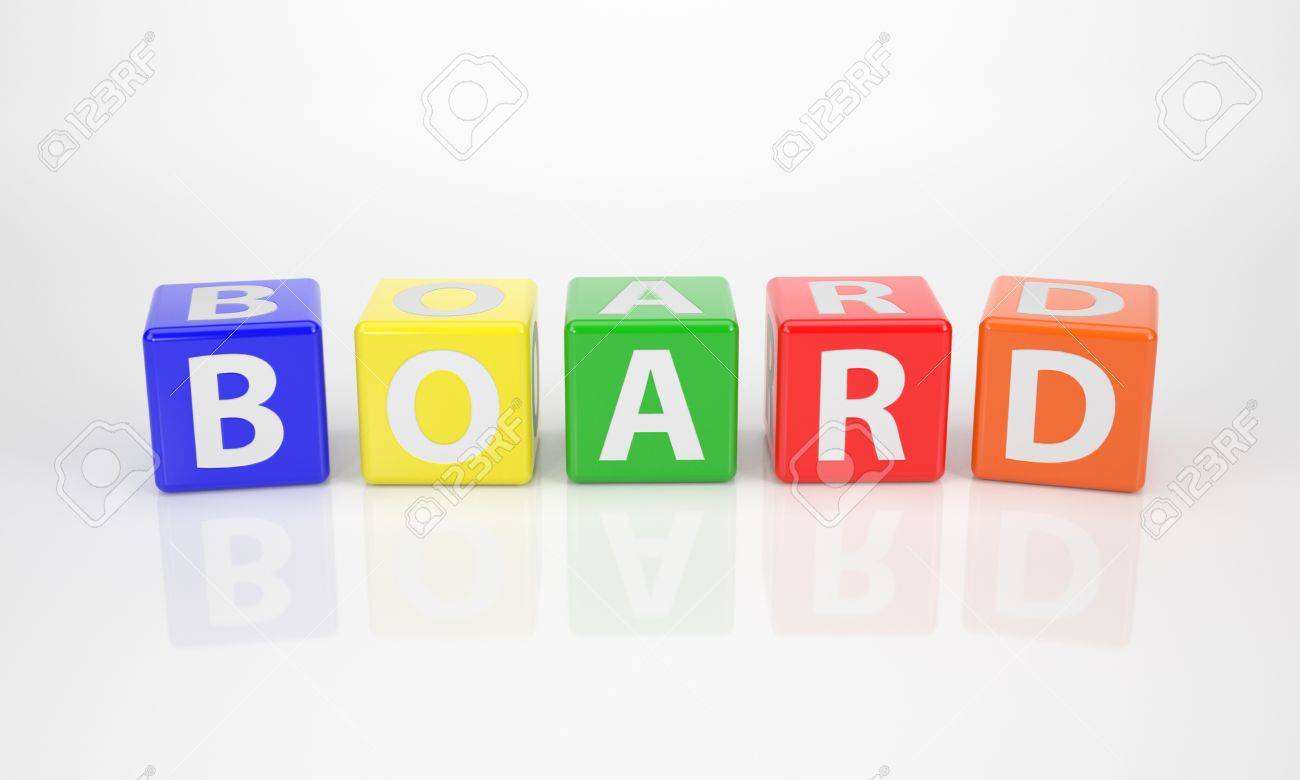 the word board out of multicolored letter dices stock photo picture