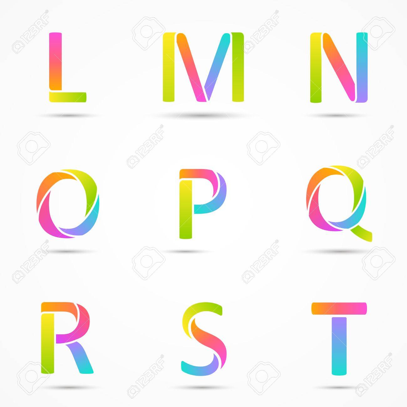 Letras L M N O P Q R S T Compania Plantillas De Diseno Conjunto De Vectores Ilustraciones Vectoriales Clip Art Vectorizado Libre De Derechos Image 33036890
