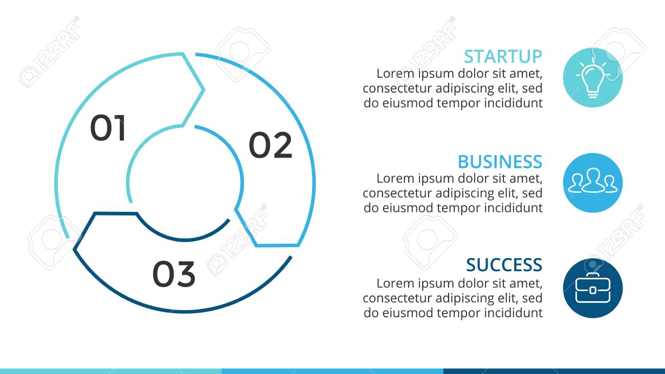 サークル直線矢印インフォ グラフィックをベクトル サイクル図 グラフ プレゼンテーションの円グラフ 3 のオプション 部品 ステップのビジネス コンセプトを処理します 16 X 9 スライド テンプレートです の写真素材 画像素材 Image