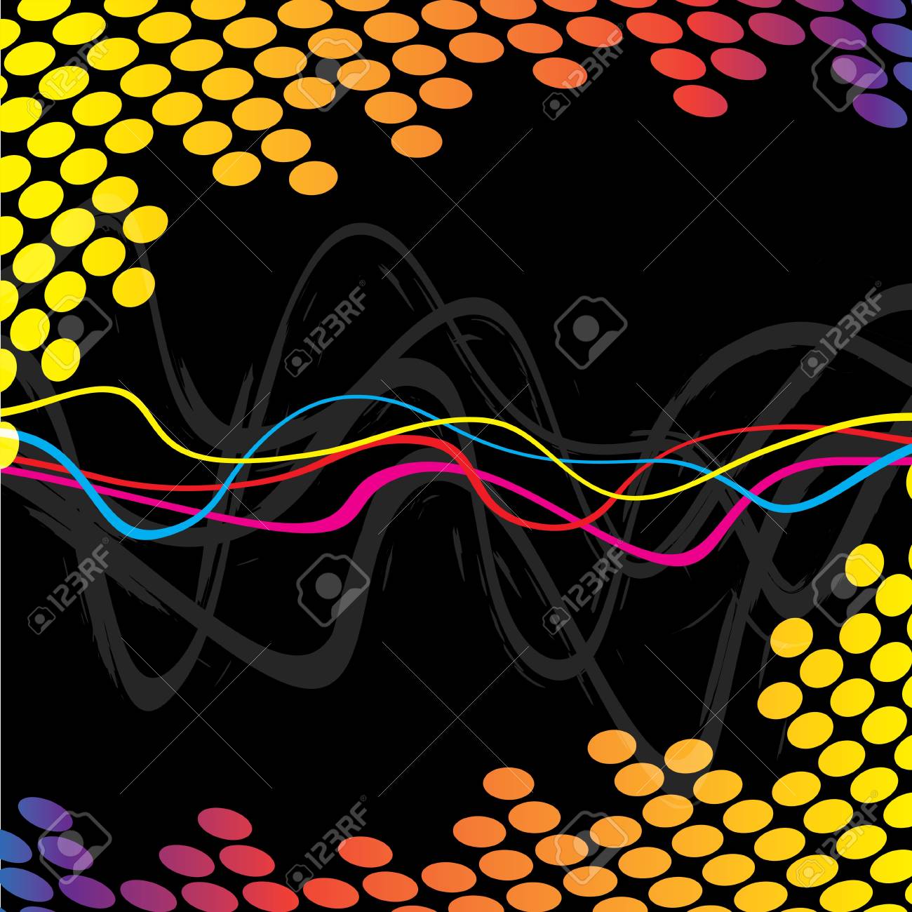 周波数またはオーディオの波を示す波線の背景 の写真素材 画像素材 Image