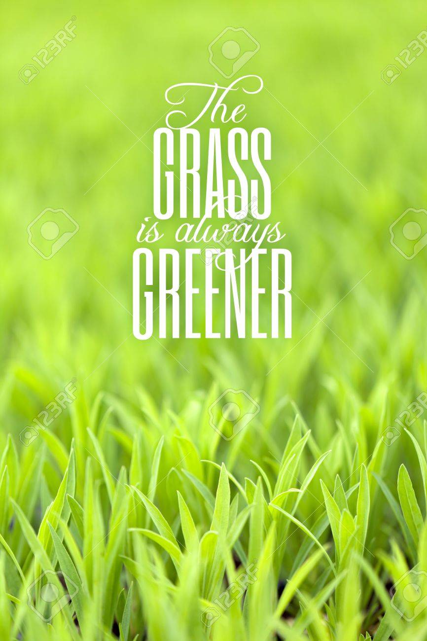 Green Grass With Typography Quote About The Grass Always Being