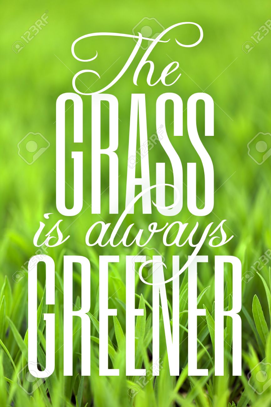 Green Grass With Typography Quote About The Grass Always Being