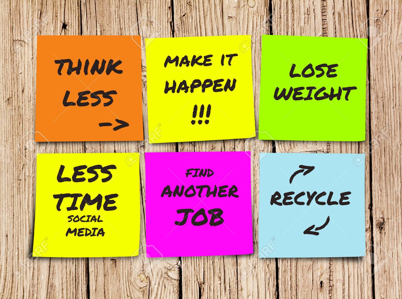 list of handwritten 2019 new year resolutions and goals in sticky list of job goals