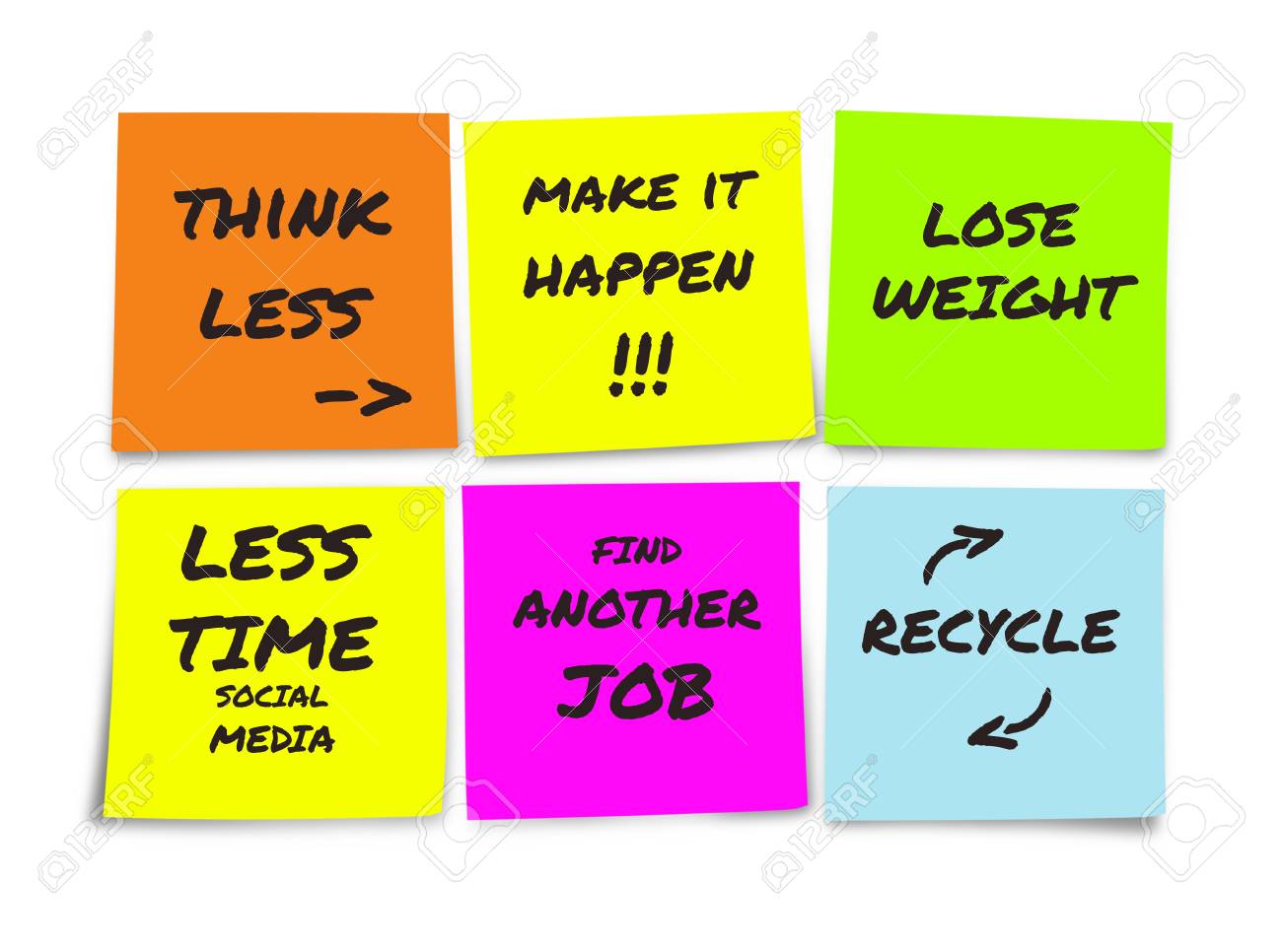 list of handwritten 2019 new year resolutions and goals in sticky list of job goals