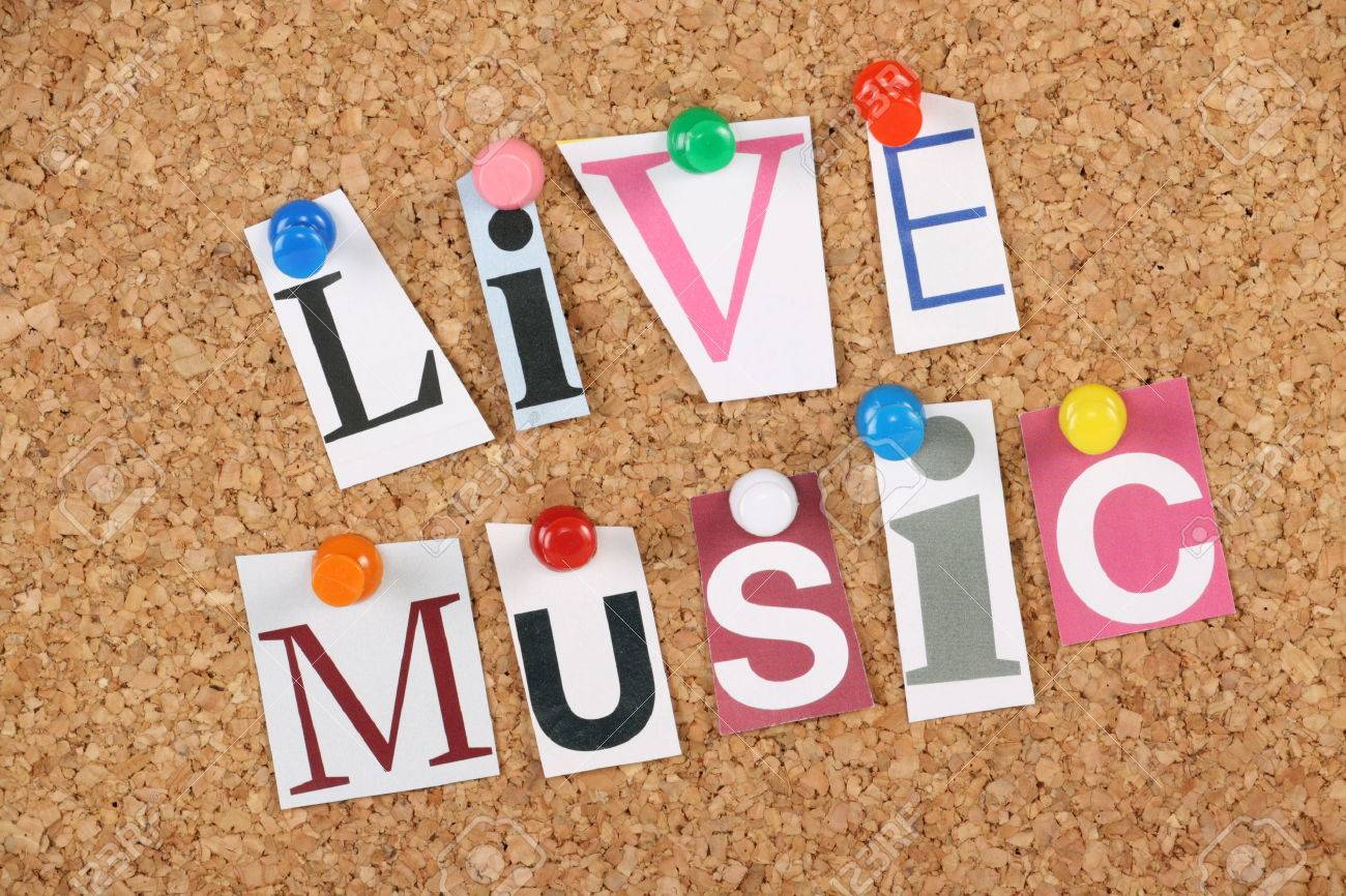 The Words Live Music In Cut Out Magazine Letters Pinned To A The Words Live Music In Cut Out Magazine Letters Pinned To A