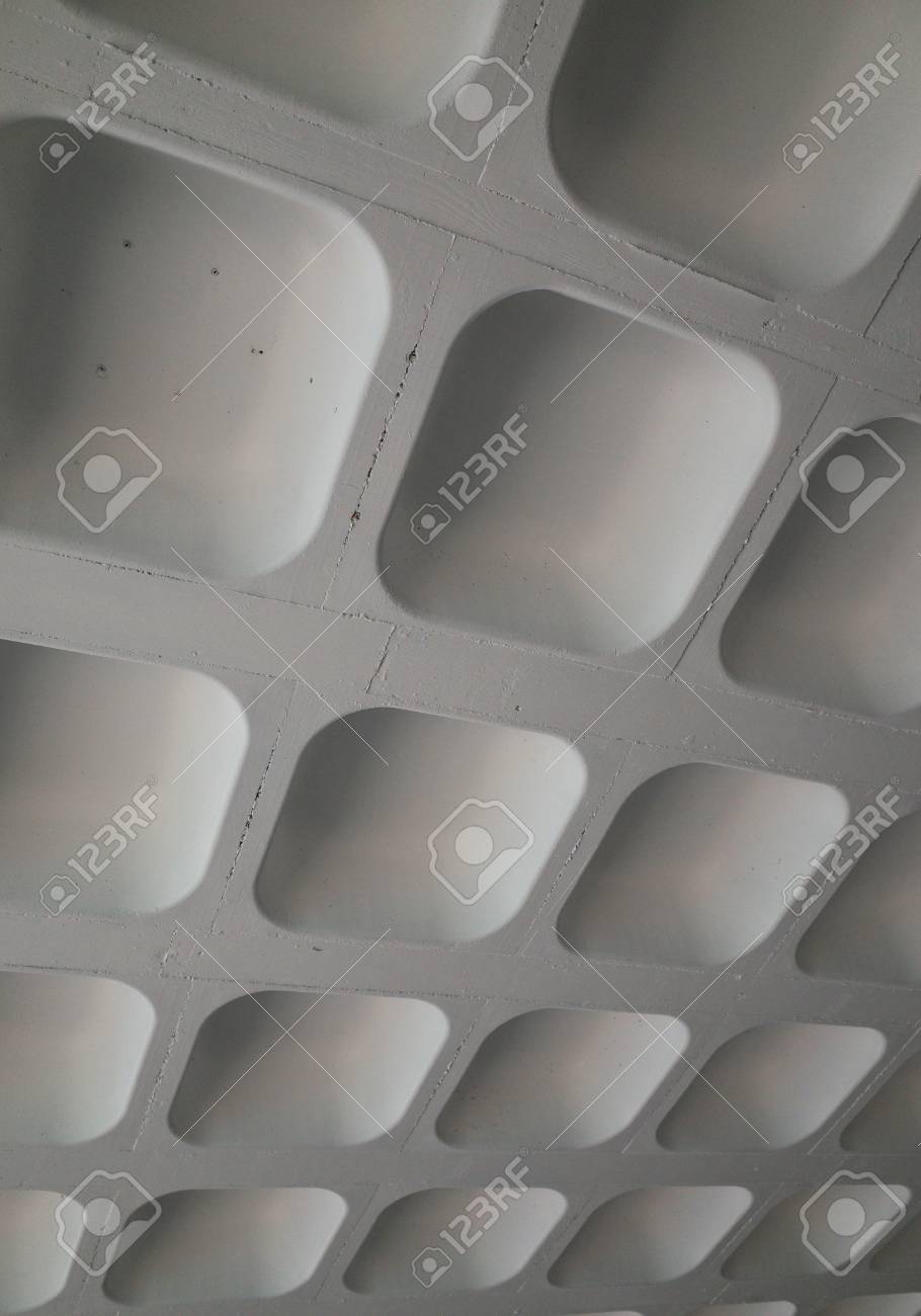 The Molded Concrete Ceiling Of A Car Park Photographed To Provided