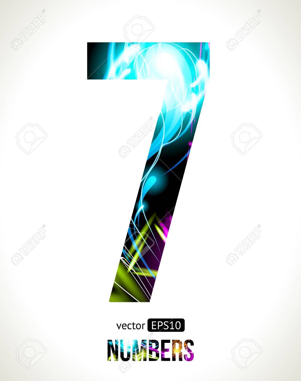 ベクター デザイン照明効果番号簡単カスタマイズ可能な数 7 のイラスト素材 ベクタ Image