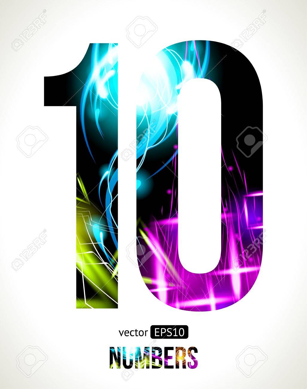ベクター デザイン照明効果簡単カスタマイズ可能な数 10 の数字します のイラスト素材 ベクタ Image