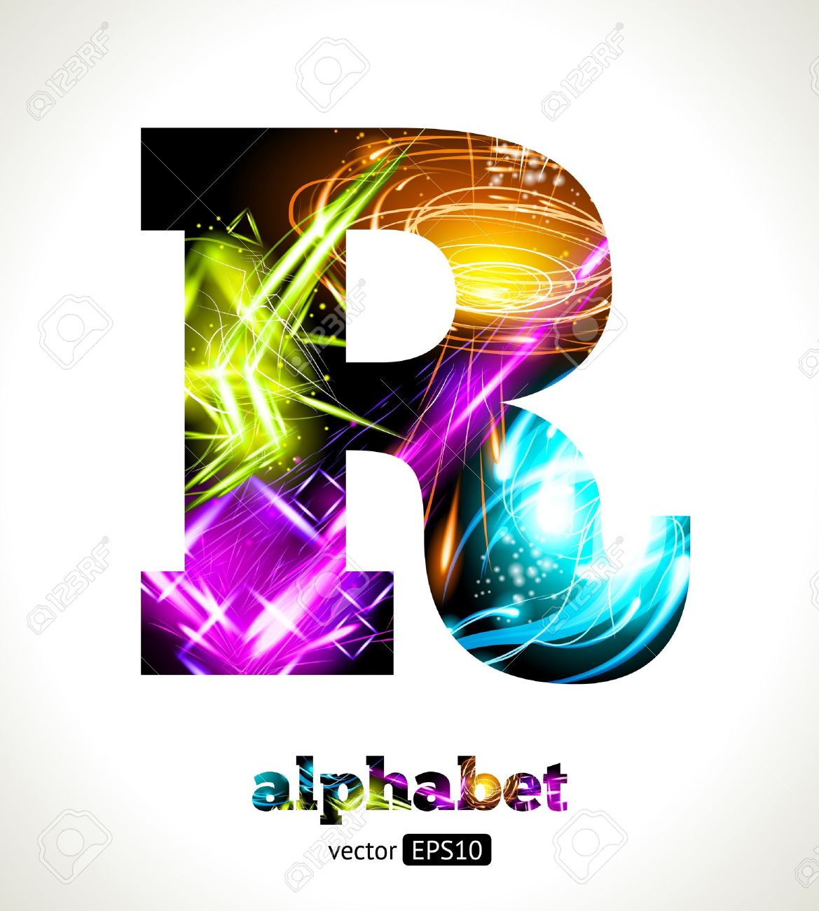 Customizable Light Effect Alphabet. Design Abstract Letter R ...