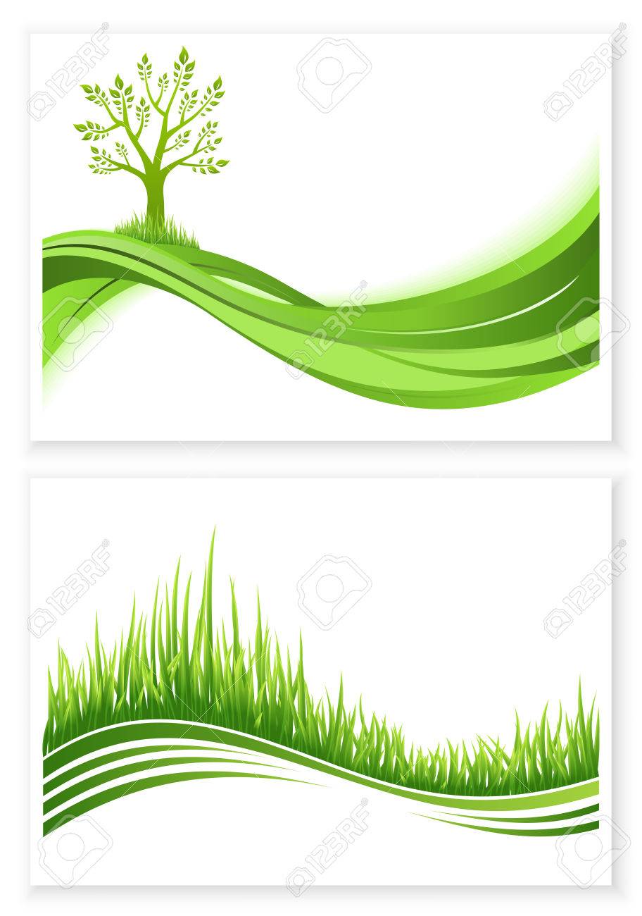 緑の木および草の成長ベクトル エコ概念のセット 自然の背景 Copyspace コレクション抽象イラスト のイラスト素材 ベクタ Image
