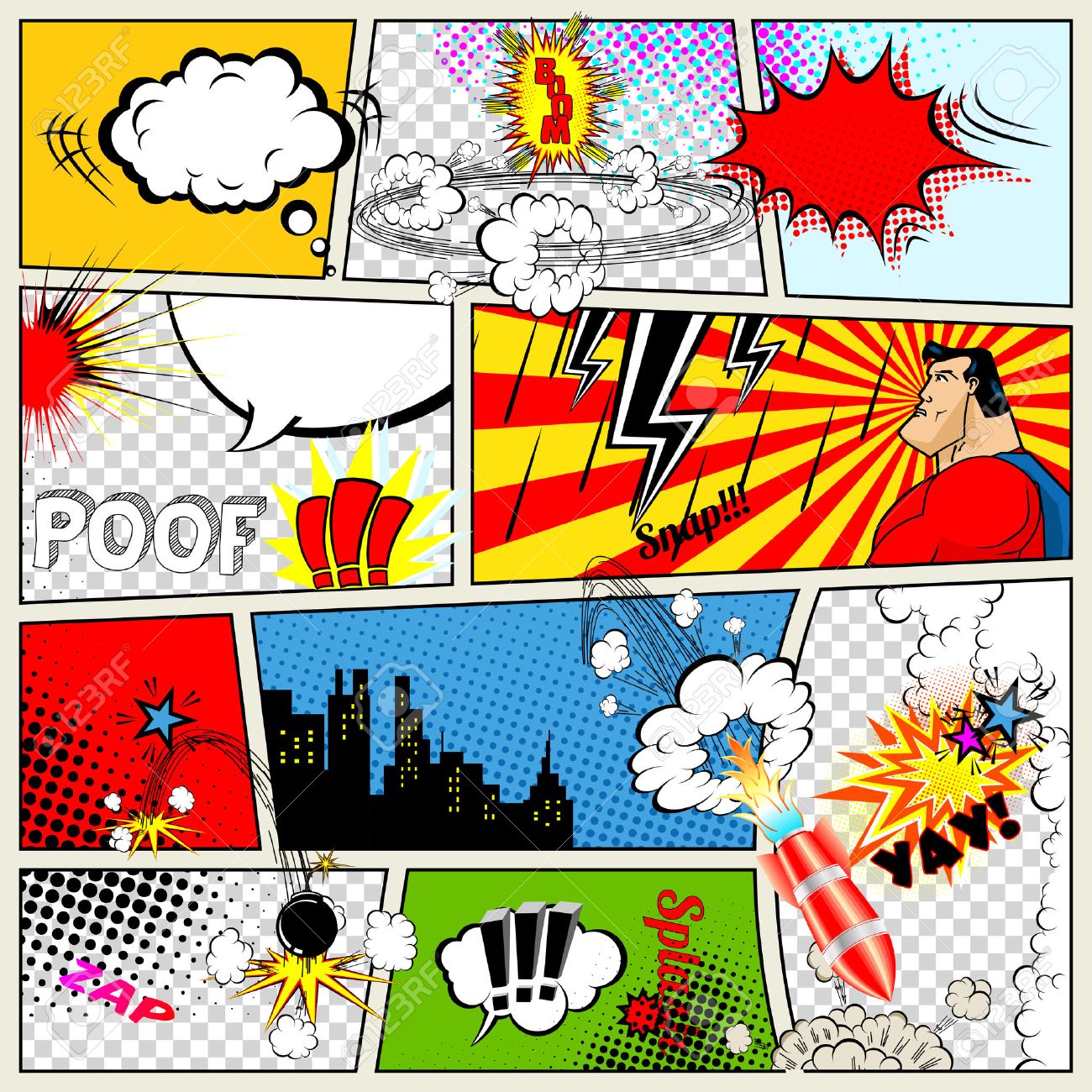 comics template vector retro